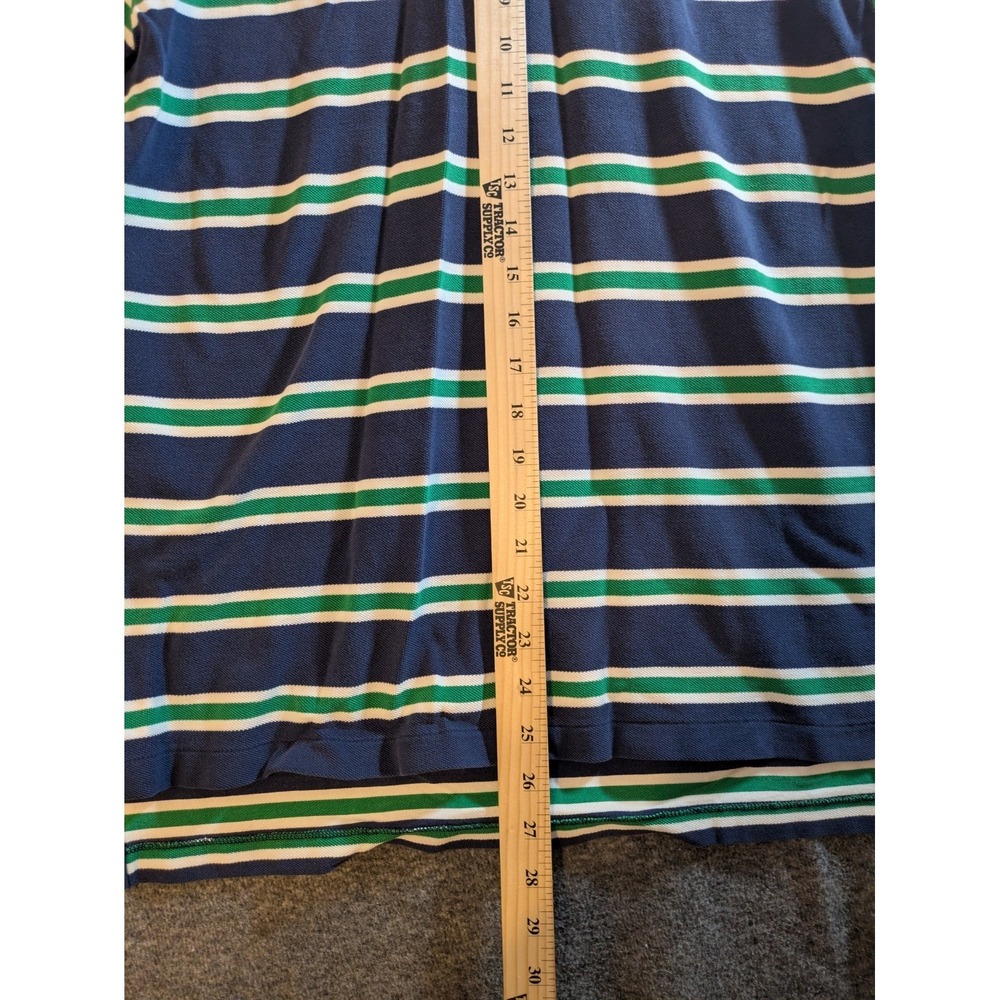 Polo Ralph Lauren Shirt Men's Blue Stripe Short Sleeve Golf Size Lg Red Pony - Picture 2 of 8